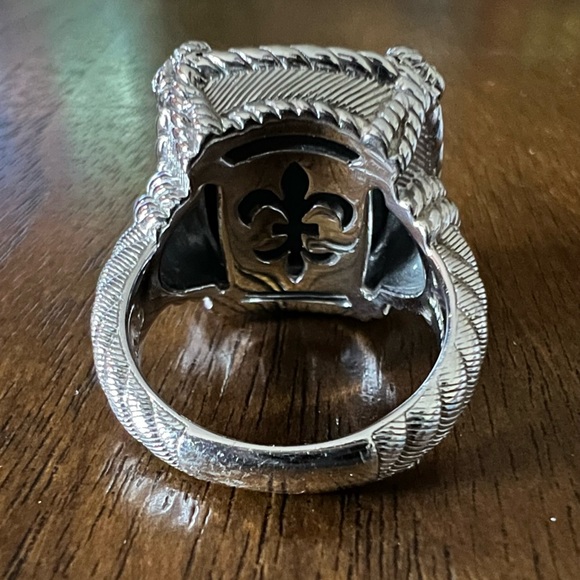 Judith Ripka Sterling Silver Blue Quartz Hematite Diamonique CZ Ring - Picture 10 of 14